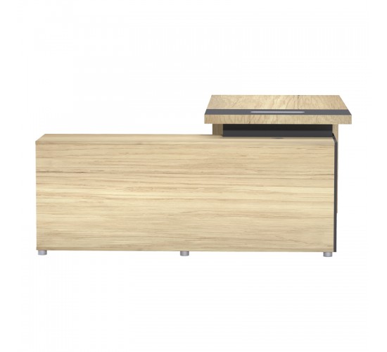 Γραφείο επαγγελματικό Lotus με δεξιά γωνία σε φυσική-ανθρακί απόχρωση 180x180x75εκ Υλικό: Table top and side leg 50mm MFC - Rest are 15mm MFC; 069-000112