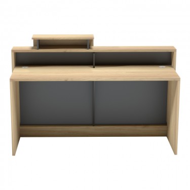 Γραφείο reception Lotus σε φυσική-ανθρακί απόχρωση 160x60x105εκ Υλικό: Top panel 25mm MFC - rest 15mm MFC - With locker 069-000114