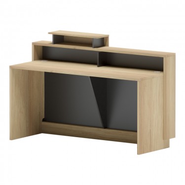 Γραφείο reception Lotus σε φυσική-ανθρακί απόχρωση 160x60x105εκ Υλικό: Top panel 25mm MFC - rest 15mm MFC - With locker 069-000114