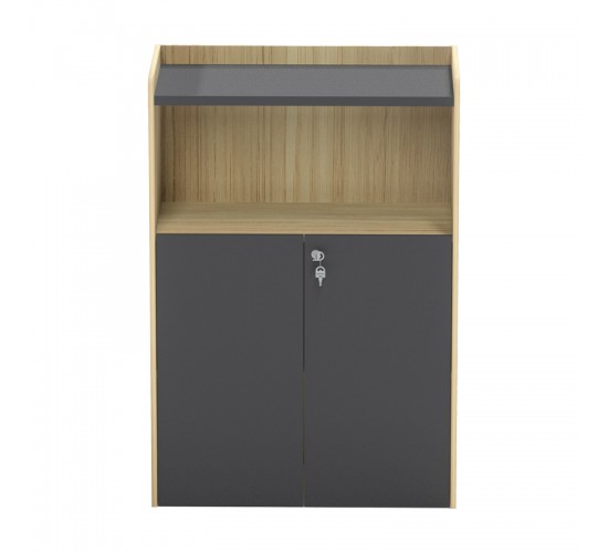 Ντουλάπι γραφείου χαμηλό Lotus σε φυσική-ανθρακί απόχρωση 80x40x120εκ Υλικό: Top panel 25mm MFC - Rest are 15mm MFC - MFC door With locker 069-000115