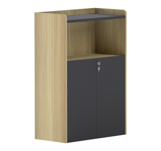 Ντουλάπι γραφείου χαμηλό Lotus σε φυσική-ανθρακί απόχρωση 80x40x120εκ Υλικό: Top panel 25mm MFC - Rest are 15mm MFC - MFC door With locker 069-000115