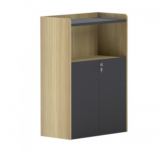 Ντουλάπι γραφείου χαμηλό Lotus σε φυσική-ανθρακί απόχρωση 80x40x120εκ Υλικό: Top panel 25mm MFC - Rest are 15mm MFC - MFC door With locker 069-000115