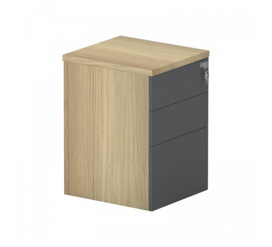 Συρταριέρα επαγγελματική τροχήλατη Lotus 3ων συρταριών σε φυσική-ανθρακί απόχρωση 40x44x61εκ Υλικό: MFC 069-000116