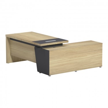 Γραφείο επαγγελματικό Lotus αριστερή σε φυσική-ανθρακί απόχρωση 180x180x75εκ Υλικό: Table top and side leg 50mm MFC - Rest are 15mm MFC; 069-000118