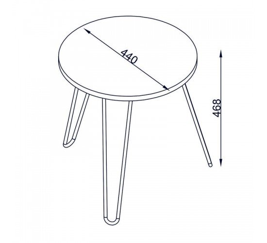Βοηθητικό τραπέζι σαλονιού PWF-0007 καρυδί μεταλλικά μαύρα πόδια Φ44x47εκ Υλικό: MELAMINE 18mm. METAL 071-000032