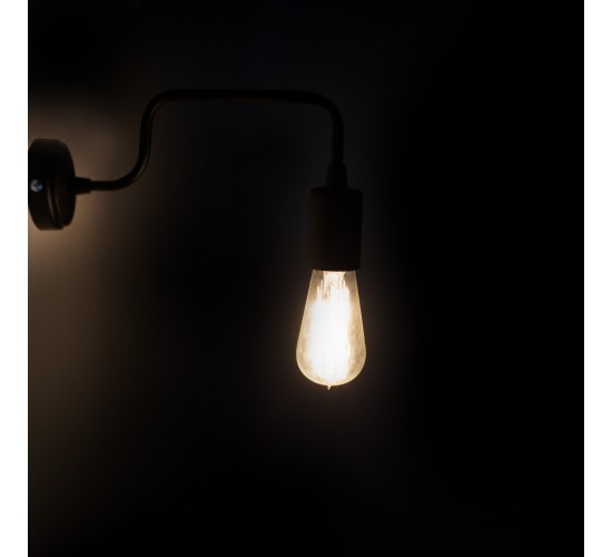 Φωτιστικό τοίχου - απλίκα PWL-0053 Ε27 χρώμα μαύρο 28x4x11εκ Υλικό: METAL 071-000664