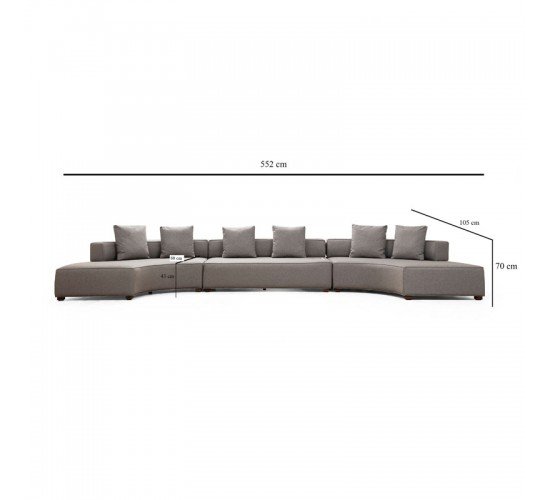Γωνιακός καναπές PWF-0600 ύφασμα γκρι 552x105x70εκ Υλικό: Fabric: 100%  POLYESTER  - BEEICH WOOD - CHPBOARD 071-001485