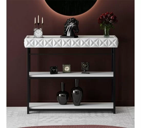 Κονσόλα PWF-0629 λευκό-μαύρο 102x32x83εκ Υλικό: 100% MELAMINE COATED PARTICLE BOARD 18mm. METAL 071-001502 Κονσόλα PWF-0629 λευκό-μαύρο 102x32x83εκ Υλικό: 100% MELAMINE COATED PARTICLE BOARD 18mm. METAL 071-001502