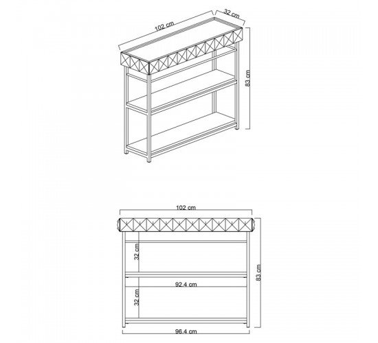 Κονσόλα PWF-0629 λευκό-μαύρο 102x32x83εκ Υλικό: 100%  MELAMINE COATED PARTICLE BOARD 18mm. METAL 071-001502