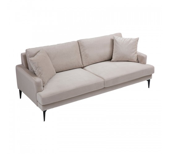 Καναπές 2θέσιος Fortune βελούδο μπεζ-μαύρο 175x90x88εκ Υλικό: FABRIC - METAL - WOOD 071-001565 Καναπές 2θέσιος Fortune βελούδο μπεζ-μαύρο 175x90x88εκ Υλικό: FABRIC - METAL - WOOD 071-001565