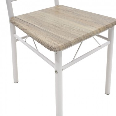 Τραπεζαρία Roza σετ 5τμχ χρώμα sonoma - πόδια λευκό gloss 120x70x75εκ Υλικό: MDF 072-000001