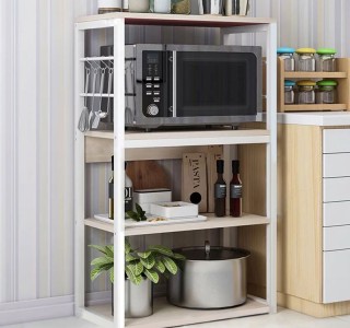 Ραφιέρα επιδαπέδια Wille μέταλλο λευκό-φυσικό 50x30x99εκ Υλικό: METAL - MDF 072-000042