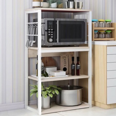 Ραφιέρα επιδαπέδια Wille μέταλλο λευκό-φυσικό 50x30x99εκ Υλικό: METAL - MDF 072-000042