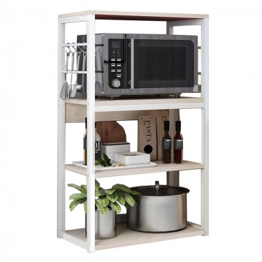 Ραφιέρα επιδαπέδια Wille μέταλλο λευκό-φυσικό 50x30x99εκ Υλικό: METAL - MDF 072-000042