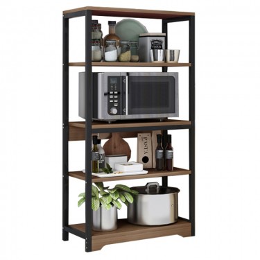 Ραφιέρα επιδαπέδια Obra μέταλλο καρυδί-μαύρο 60x30x126εκ Υλικό: METAL - MDF 072-000045