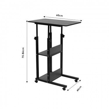 Βοηθητικό τραπέζι Babs τροχήλατο λευκό-φυσικό 60x40x71-92εκ Υλικό: METAL - MDF 072-000049