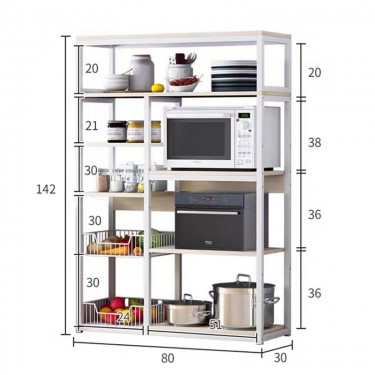 Ραφιέρα επιδαπέδια Leena μέταλλο dark oak-μαύρο 80x30x142εκ Υλικό: METAL - MDF 072-000060