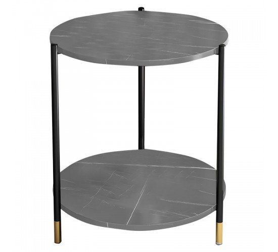 Τραπέζι σαλονιού Rhythm MDF γκρι μαρμάρου-μαύρο Φ48x60cm Υλικό: 15mm MDF top  16 mm round tube 072-000064