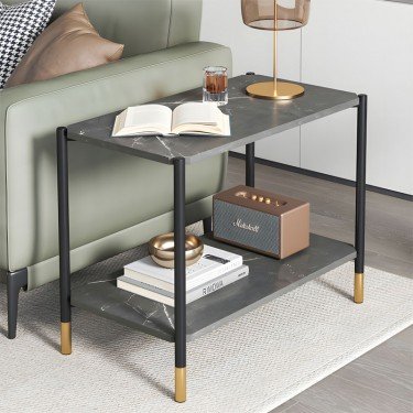 Βοηθητικό τραπέζι Mara MDF ανθρακί μαρμάρου-μαύρο 80x40x55cm Υλικό: 15mm MDF top  16 mm round tube 072-000066