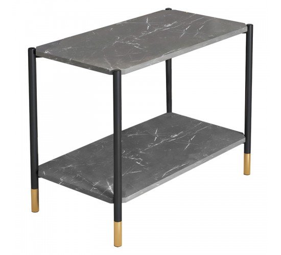 Τραπέζι σαλονιού Mara MDF ανθρακί μαρμάρου-μαύρο 80x40x55cm Υλικό: 15mm MDF top  16 mm round tube 072-000066