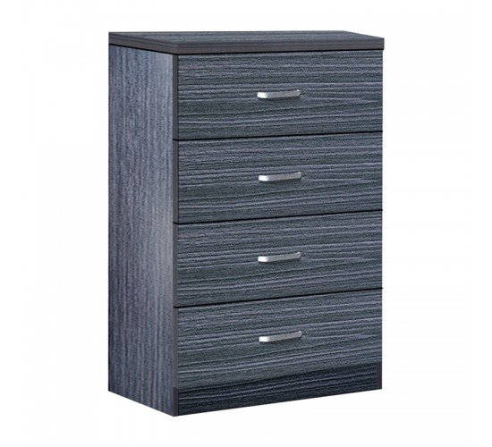 Συρταριέρα Killian  με 4 συρτάρια μαύρο-καρυδί 80x40x80εκ Υλικό: PARTICLE BOARD WITH PAPER FINISH 072-000079