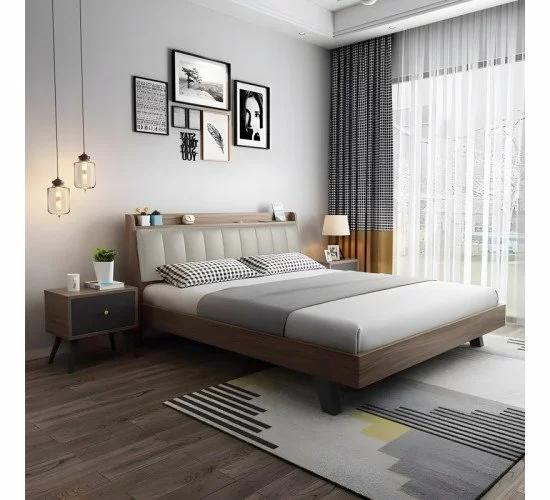 Κρεβάτι Frankly διπλό oak-μπεζ pu 150x200εκ Υλικό: MELAMINE 072-000092 Κρεβάτι Frankly διπλό oak-μπεζ pu 150x200εκ Υλικό: MELAMINE 072-000092