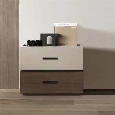 Κομοδίνο Sonlen mdf σε καρυδί-μπεζ απόχρωση 60x40x44.5εκ Υλικό: MELAMINE - MDF 072-000105