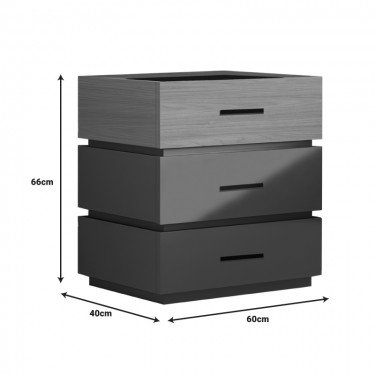 Κομοδίνο Sonlen mdf σε sonoma-ανθρακί απόχρωση 60x40x66εκ Υλικό: MELAMINE - MDF 072-000107