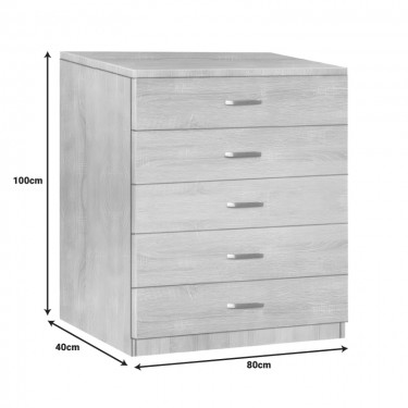 Συρταριερα Gioko με 5 συρτάρια σε καρυδι απόχρωση 80x40x100εκ Υλικό: PARTICLE BOARD WITH PAPER FINISH 072-000133