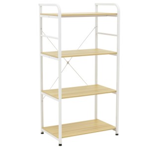 Ραφιέρα επιδαπέδια Depo μέταλλο λευκό-mdf σε φυσική απόχρωση 60x40x120εκ Υλικό: METAL 20mm - MDF 12mm 072-000147