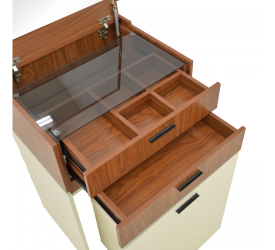 Τουαλέτα κρεβατοκάμαρας Sonlen σε καρυδί-κρεμ απόχρωση 60x45x130εκ Υλικό: 15MM MDF MELAMINE 072-000155