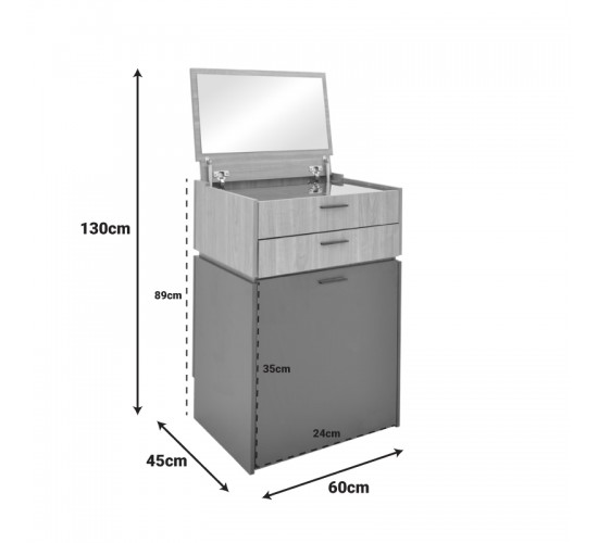 Τουαλέτα κρεβατοκάμαρας Sonlen σε καρυδί-κρεμ απόχρωση 60x45x130εκ Υλικό: 15MM MDF MELAMINE 072-000155