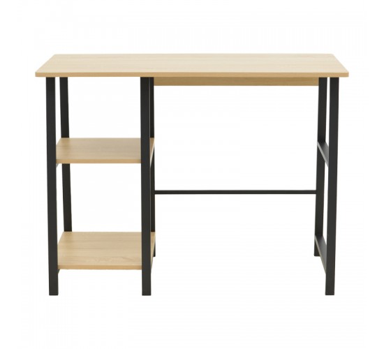 Γραφείο εργασίας Ferje με ράφια mdf σε φυσική με μαύρη απόχρωση 100x48x75εκ Υλικό: 15MM MDF MELAMINE   METAL 072-000157