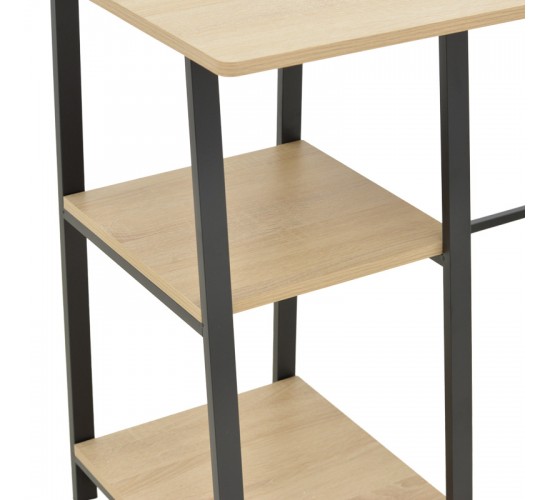 Γραφείο εργασίας Ferje με ράφια mdf σε φυσική με μαύρη απόχρωση 100x48x75εκ Υλικό: 15MM MDF MELAMINE   METAL 072-000157