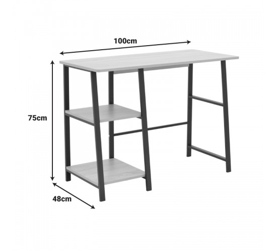 Γραφείο εργασίας Ferje με ράφια mdf σε φυσική με μαύρη απόχρωση 100x48x75εκ Υλικό: 15MM MDF MELAMINE   METAL 072-000157