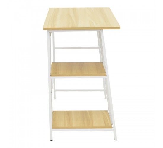 Γραφείο εργασίας Ferje με ράφια mdf σε ανοιχτό καρυδί με λευκή απόχρωση 100x48x75εκ Υλικό: 15MM MDF MELAMINE   METAL 072-000158