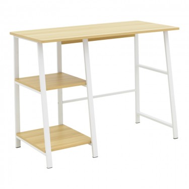 Γραφείο εργασίας Ferje με ράφια mdf σε φυσική-λευκή απόχρωση 100x48x75εκ Υλικό: 15MM MDF MELAMINE   METAL 072-000158