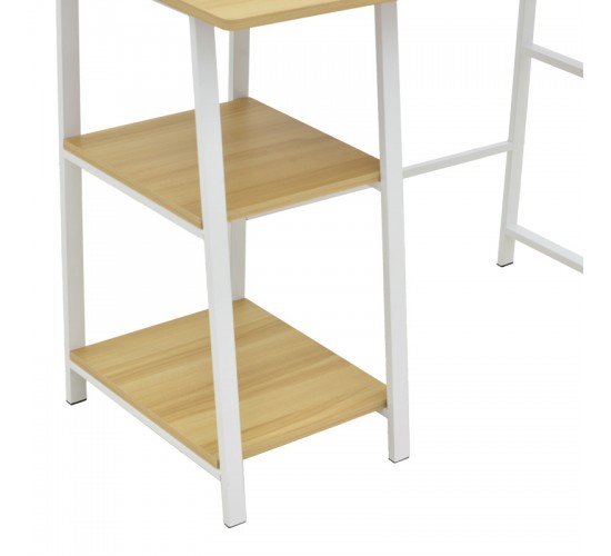 Γραφείο εργασίας Ferje με ράφια mdf σε ανοιχτό καρυδί με λευκή απόχρωση 100x48x75εκ Υλικό: 15MM MDF MELAMINE   METAL 072-000158