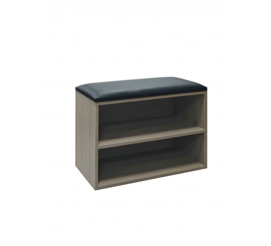 Παπουτσοθήκη-Σκαμπό Kiana 4 ζεύγων με μαξιλάρι σε γκρι-oak απόχρωση 60x32x44εκ Υλικό: Particleboard With Paper Finishing 072-000164