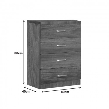 Συρταριέρα Killian με 4 συρτάρια καρυδί 80x40x80εκ Υλικό: PARTICLE BOARD WITH PAPER FINISH 072-000170