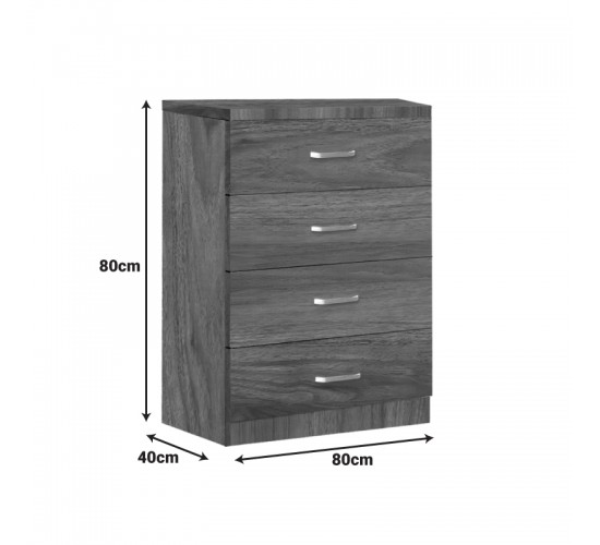 Συρταριέρα Killian με 4 συρτάρια καρυδί 80x40x80εκ Υλικό: PARTICLE BOARD WITH PAPER FINISH 072-000170