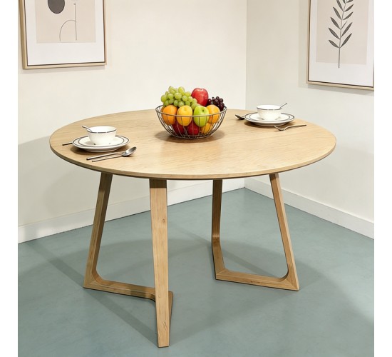 Τραπέζι Sedria mdf σε φυσική απόχρωση Φ120x75εκ Υλικό: MDF WITH WOOD VENEER - SOLID WOOD LEG 072-000176