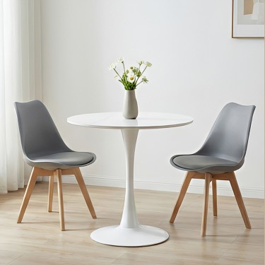 Τραπέζι Balou I sintered stone σε λευκό μαρμάρου Φ70x74εκ Υλικό: 12MM SINTERED STONE - METAL LEG 072-000177