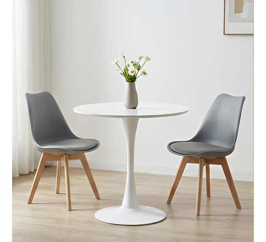 Τραπέζι Balou I sintered stone-mdf σε λευκό μαρμάρου Φ70x74εκ Υλικό: 12MM SINTERED STONE - METAL LEG 072-000177