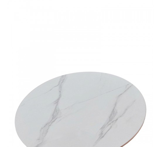Τραπέζι Balou I sintered stone-mdf σε λευκό μαρμάρου Φ70x74εκ Υλικό: 12MM SINTERED STONE - METAL LEG 072-000177