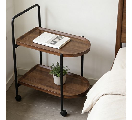 Βοηθητικό τραπέζι Whelea τροχήλατο mdf-μέταλλο καρυδί-μαύρο 40x60x69εκ Υλικό: MDF - PVC - METAL 072-000179