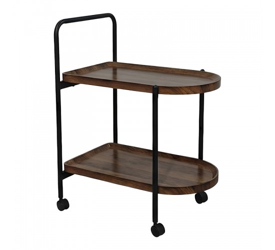 Βοηθητικό τραπέζι Whelea τροχήλατο mdf-μέταλλο καρυδί-μαύρο 40x60x69εκ Υλικό: MDF - PVC - METAL 072-000179