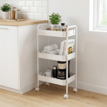 Τρόλλεϊ-ραφιέρα Nedea μέταλλο λευκό 41x30x77εκ Υλικό: METAL 072-000180