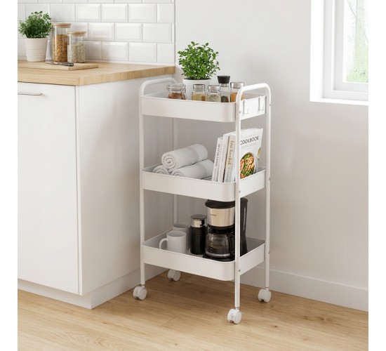 Τρόλλεϊ-ραφιέρα Nedea μέταλλο λευκό 41x30x77εκ Υλικό: METAL 072-000180