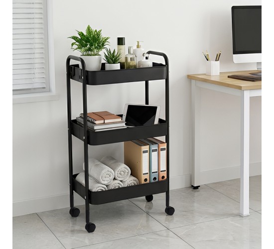 Τρόλλεϊ-ραφιέρα Nedea μέταλλο μαύρο 41x30x77εκ Υλικό: METAL 072-000181